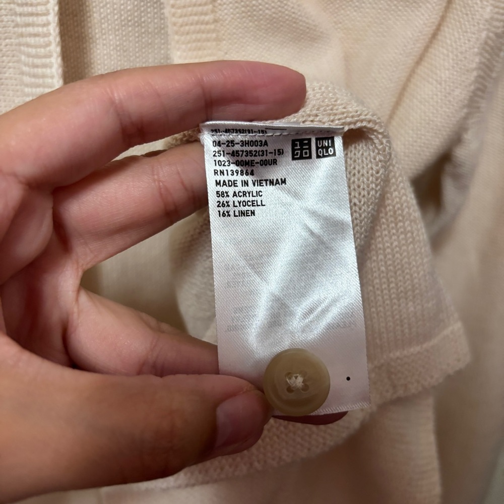 NWT Uniqlo Ines De La Fressange Cream Button Cardigan Long Sleeve Sz Small - Picture 6 of 6